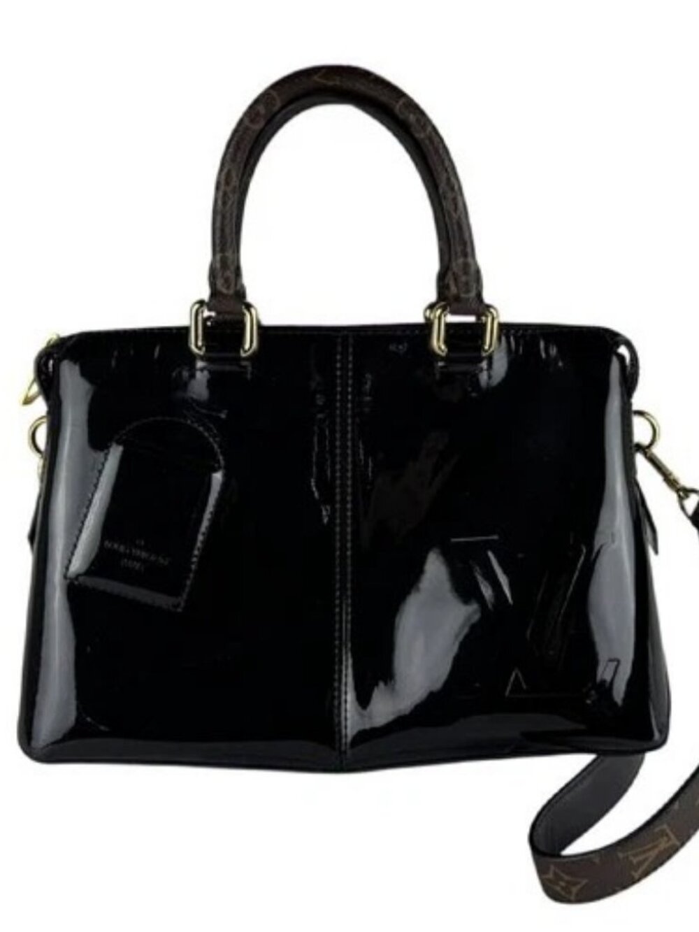 Auth LOUIS VUITTON Tote Miroir Handbag Shoulder Bag Black/Brown M54626 - z10371